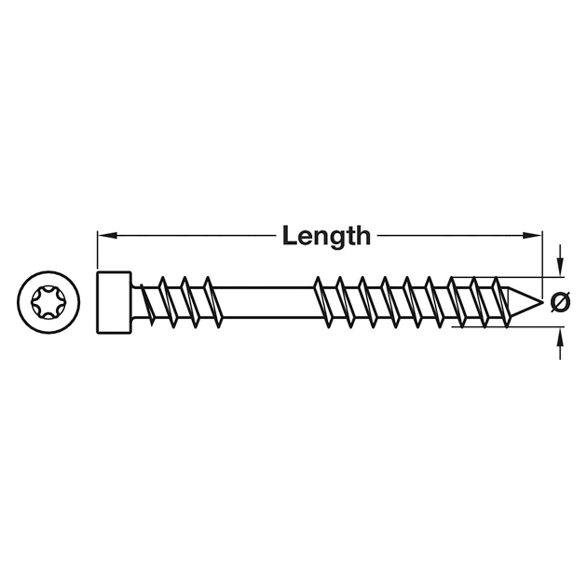 SPAX DECKING SCREW CYL D4.5x60 WRX x250