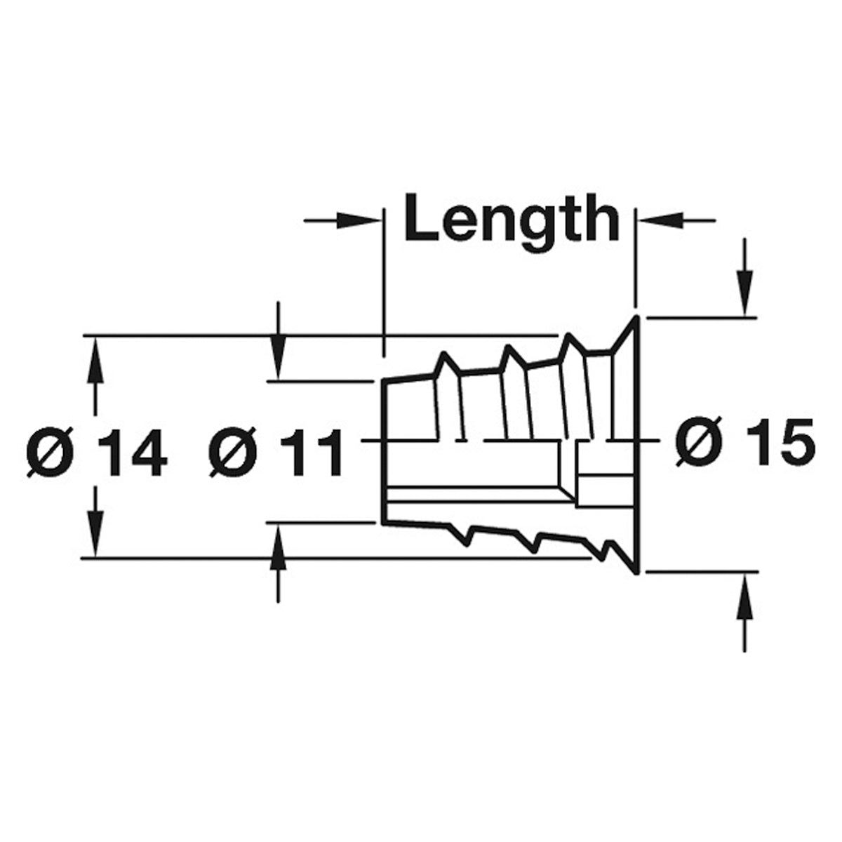SCREW IN SLEEVE SW8 D15x13 BZP x100