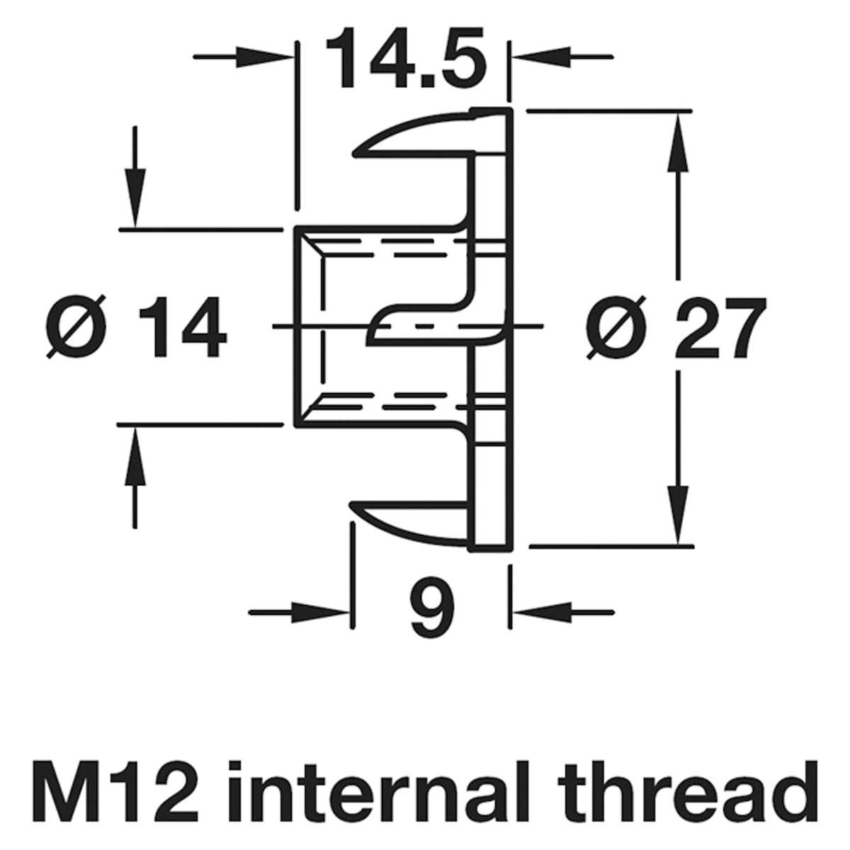 T-NUT M12 D27x14.5 ST/BRI x100