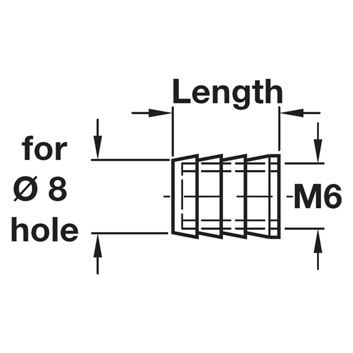 M6 GLUE IN SLEEVE PL D8.5x11 x100