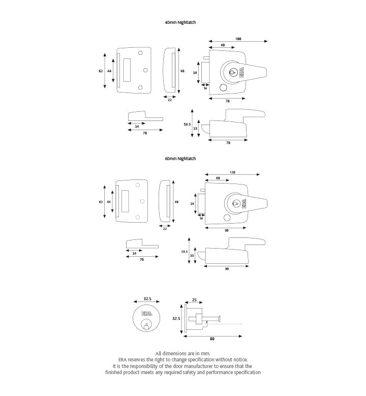 ERA Double Locking Nightlatch 60mm Brass | DF193