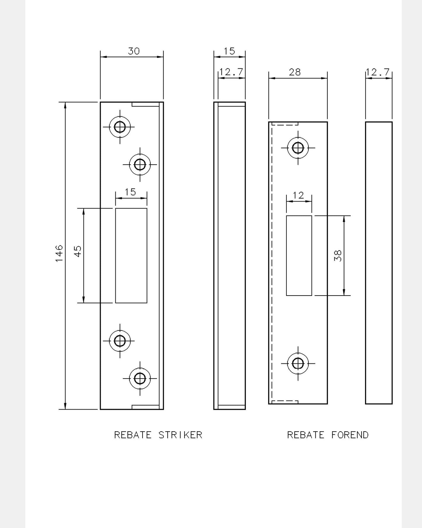 ERA Deadlock Rebate Set 12.7mm Electro Brass | DF221R