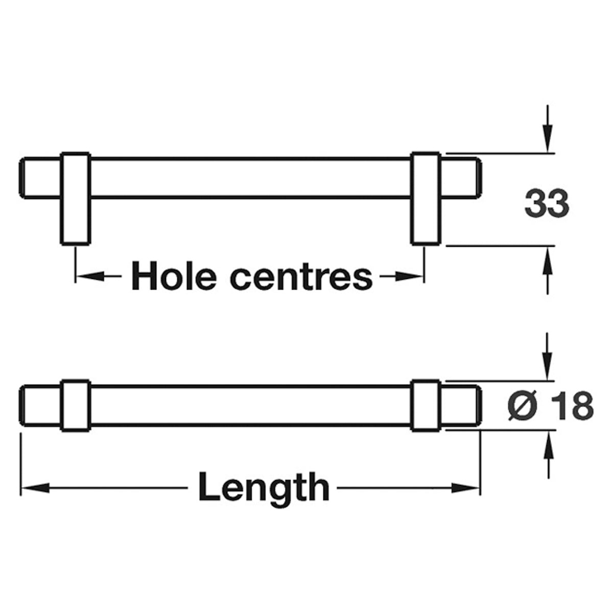 PIMLICO BAR HANDLE 384HC ZA/SSE