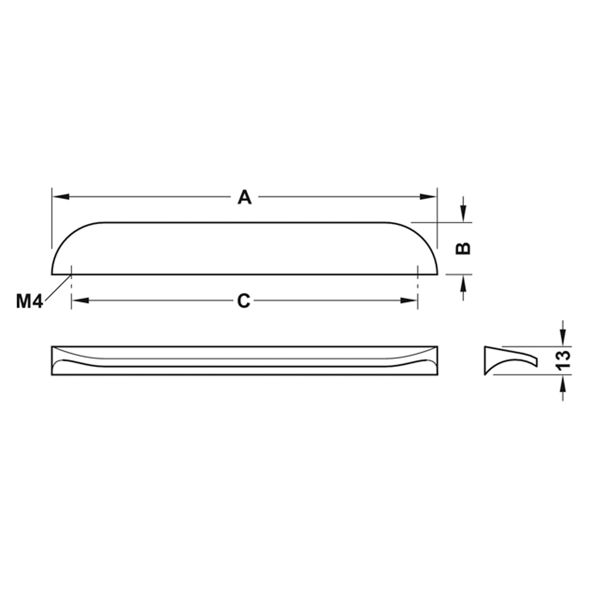 NICK PULL HANDLE 160HC ZA/BCO