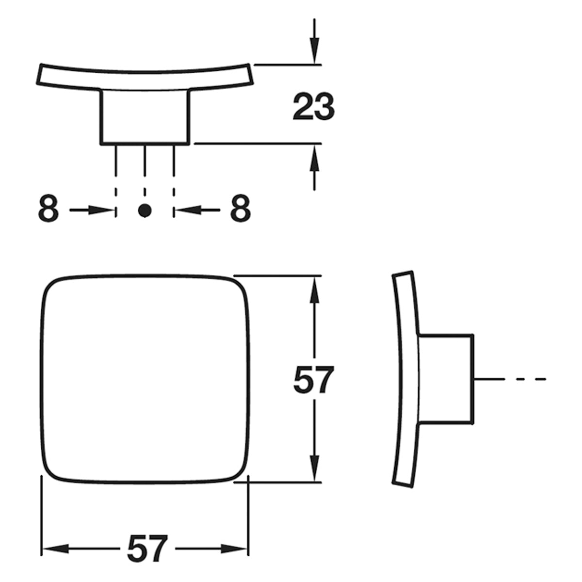 FLYNN KNOB 57x57x23 ZA/PCP
