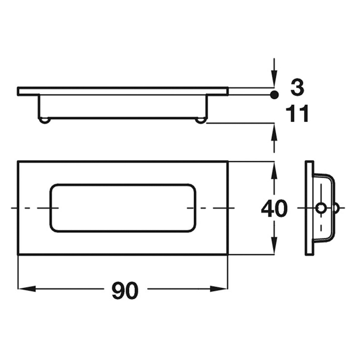 INSET HANDLE CNC 90x40x14 BRS/SNI
