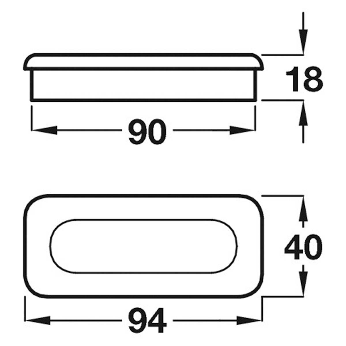 INSET HANDLE 94 x 40 x 18 OAK/UNF