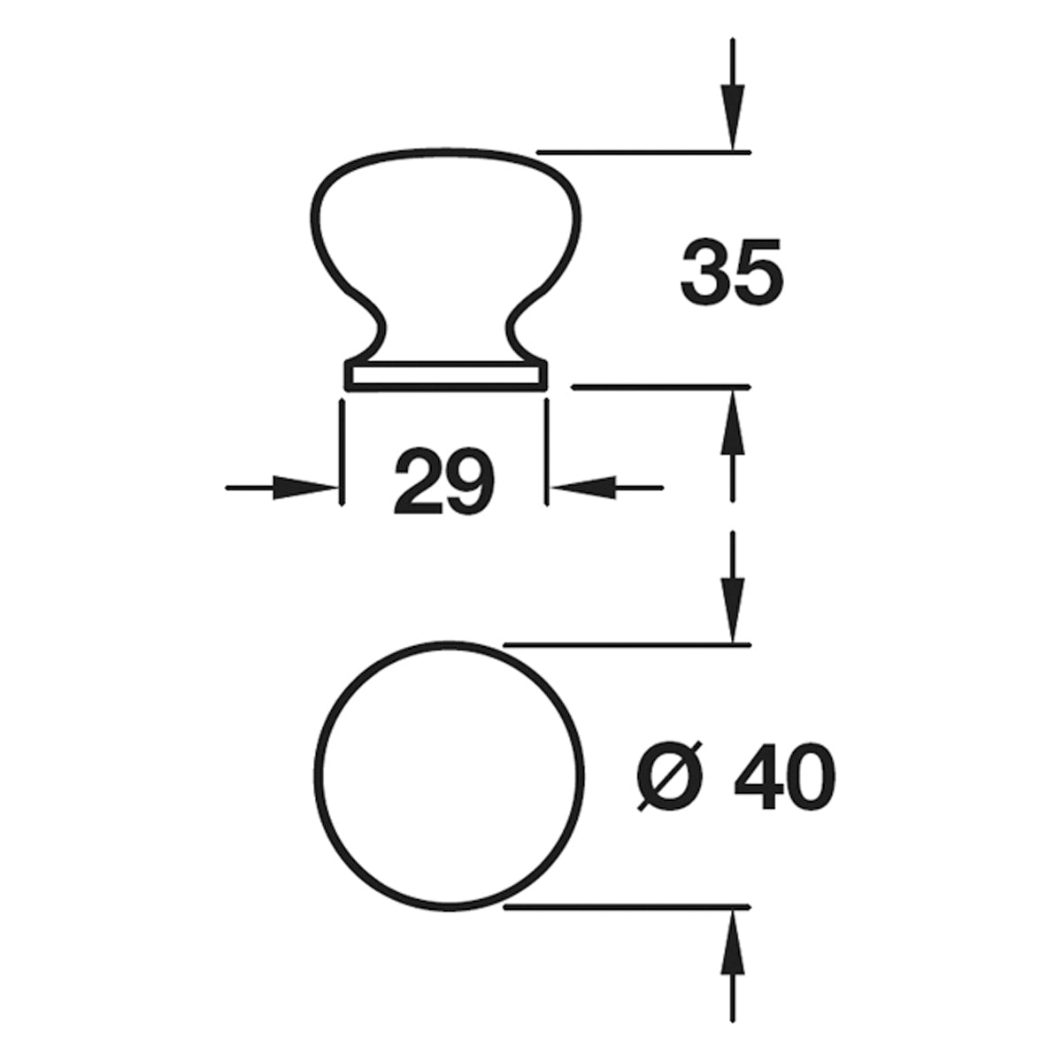 KNOB D40x35xD29 BCH/UNF
