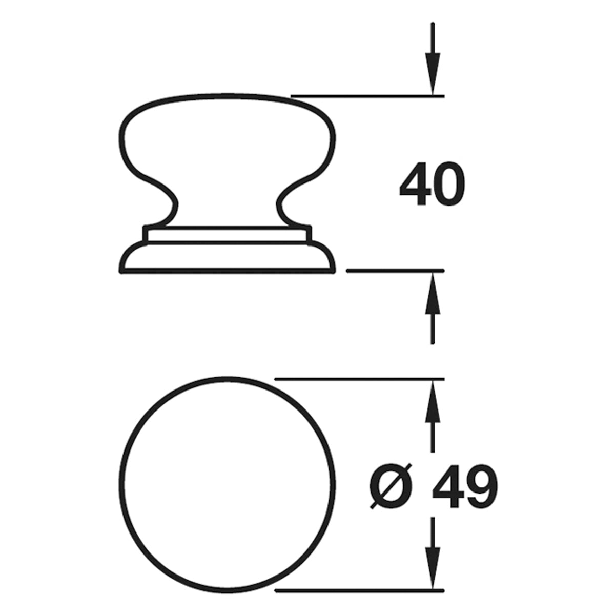 KNOB D49x41xD43 OAK/UNF