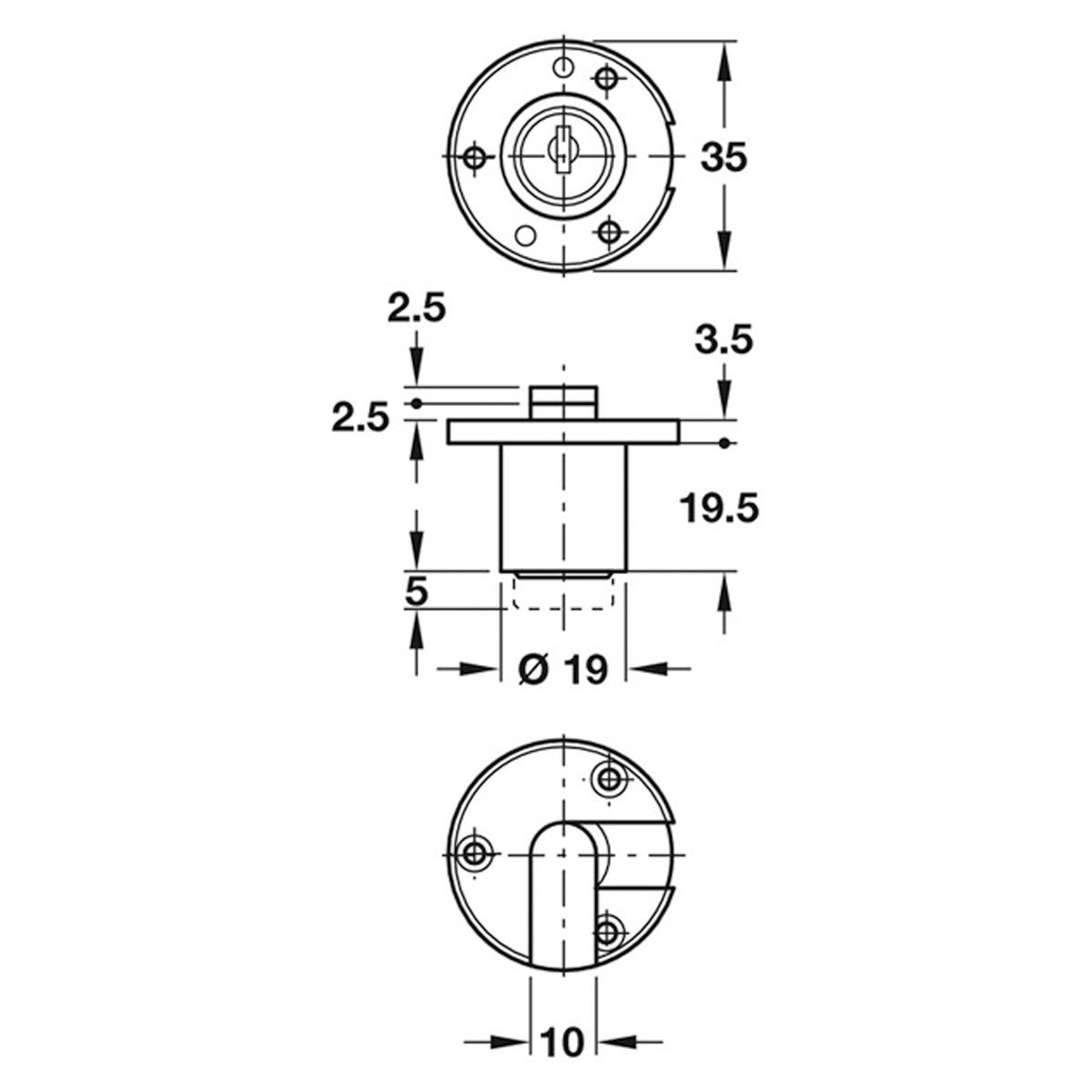 RONDELL CYL LOCK D19 RND ZA/MNP
