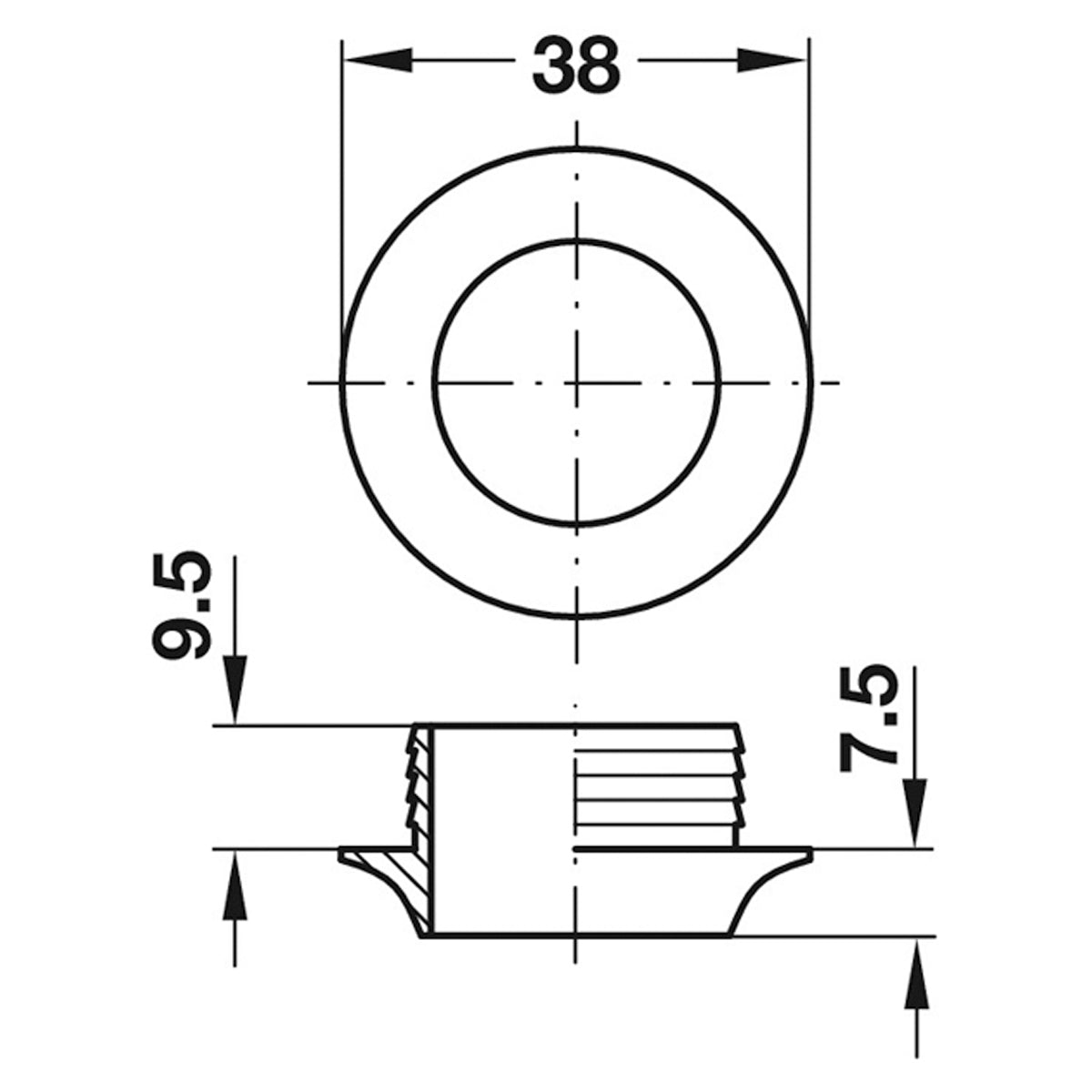 PUSH-LOCK ROSETTE D38x17 PL/MNP