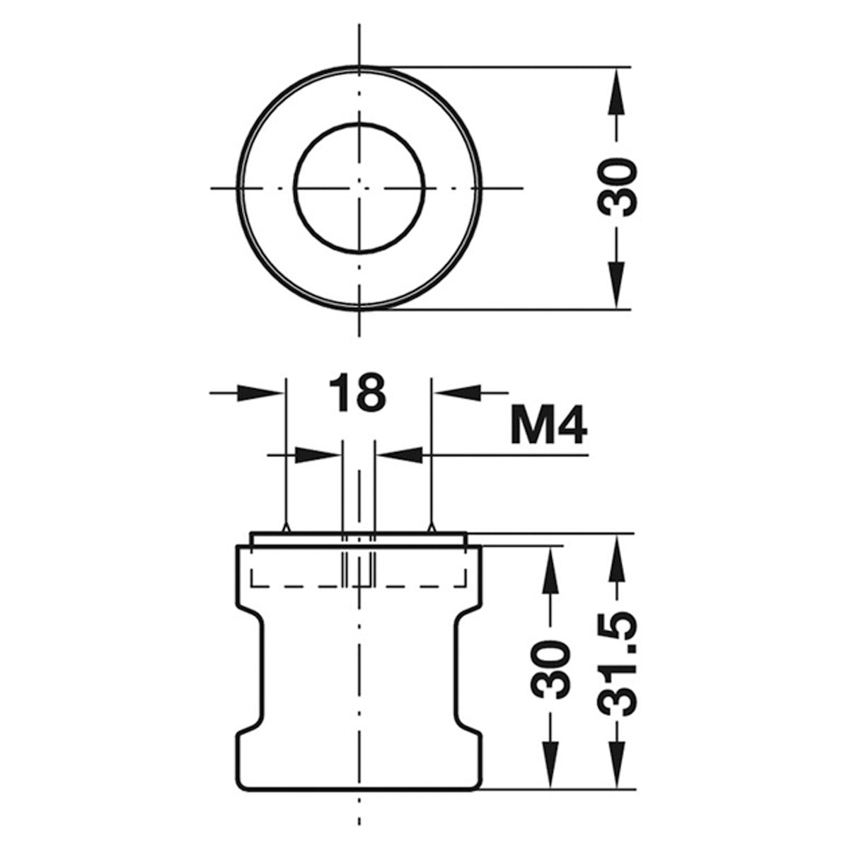 SY3K FIXED HANDLE M4 SCREW D30x31.5