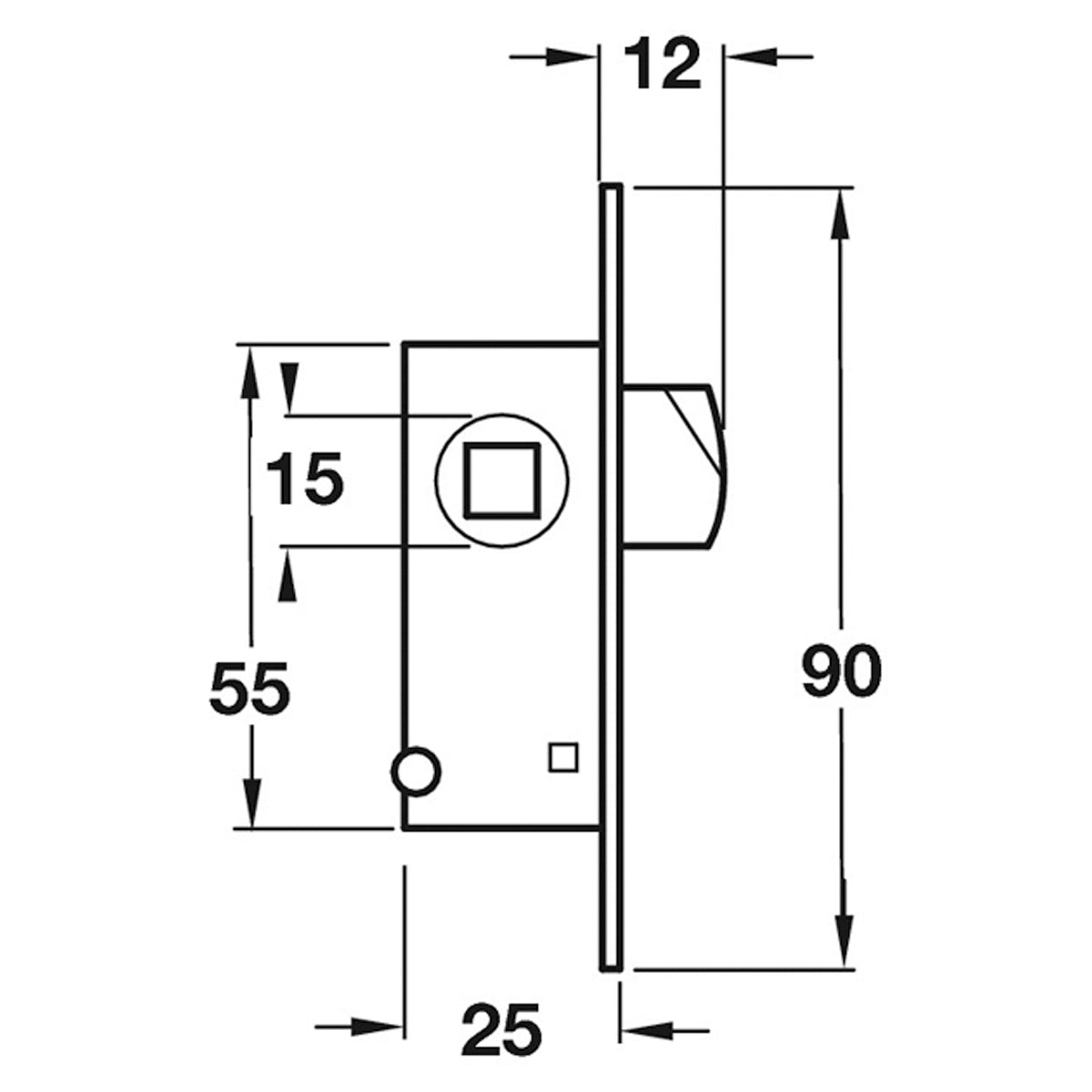 MORTICE BUDGET LOCK 25x90 ST/ZP
