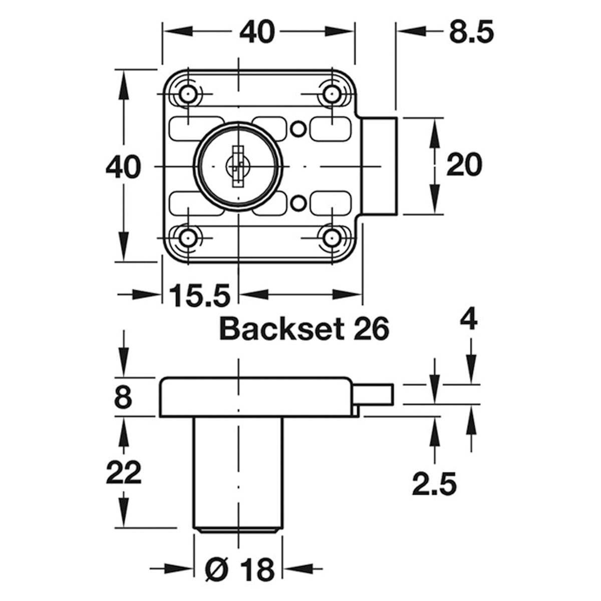 RIM LOCK CYL DRAWER D18 F1 ZA/MNP