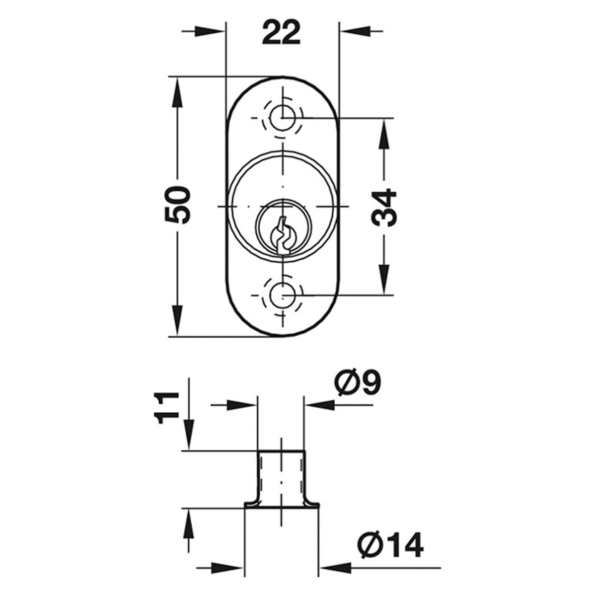 PUSH BUTTON CYL D22 H2 ZA/MNP
