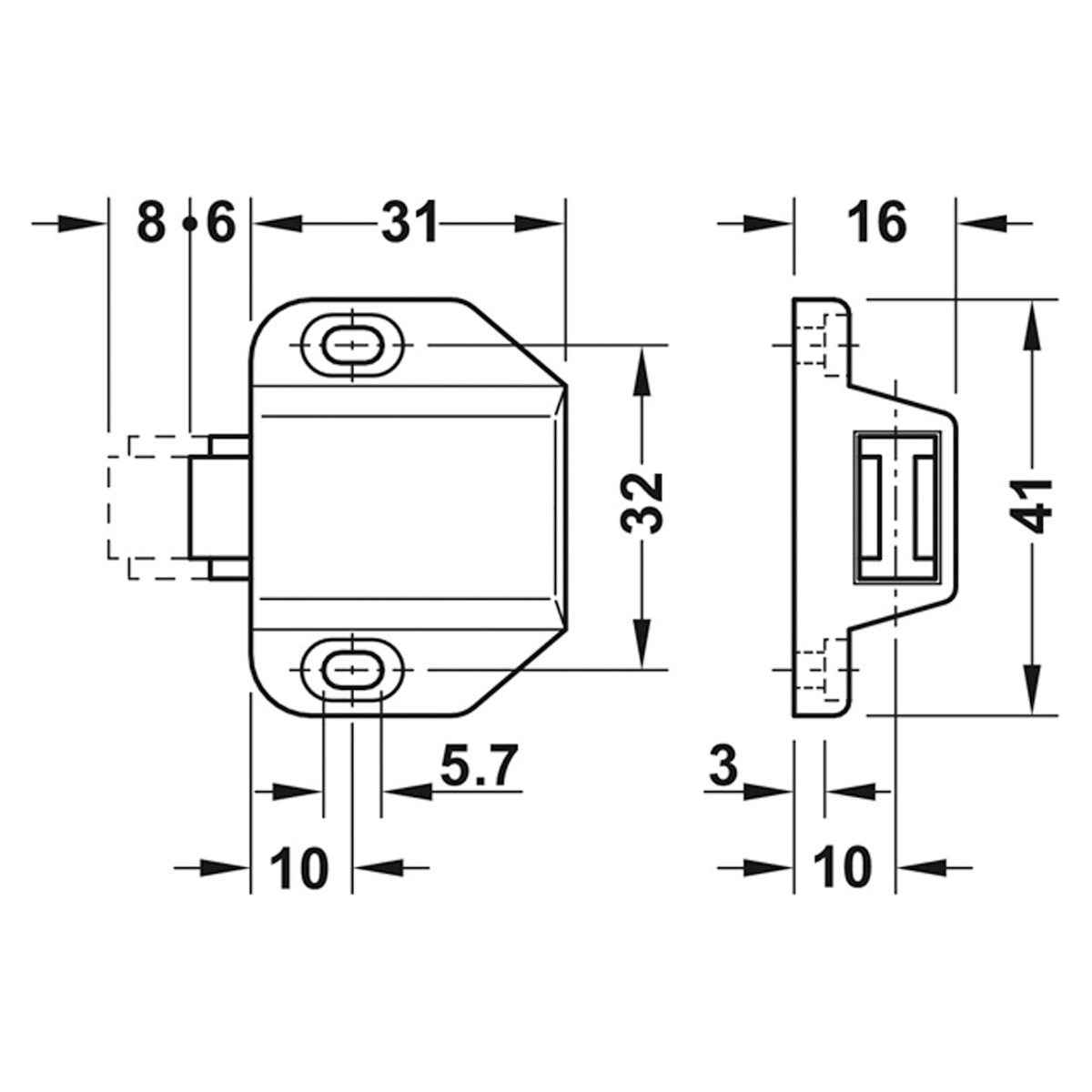 MAGNET PRESS CATCH 1.8KG PL/BLK