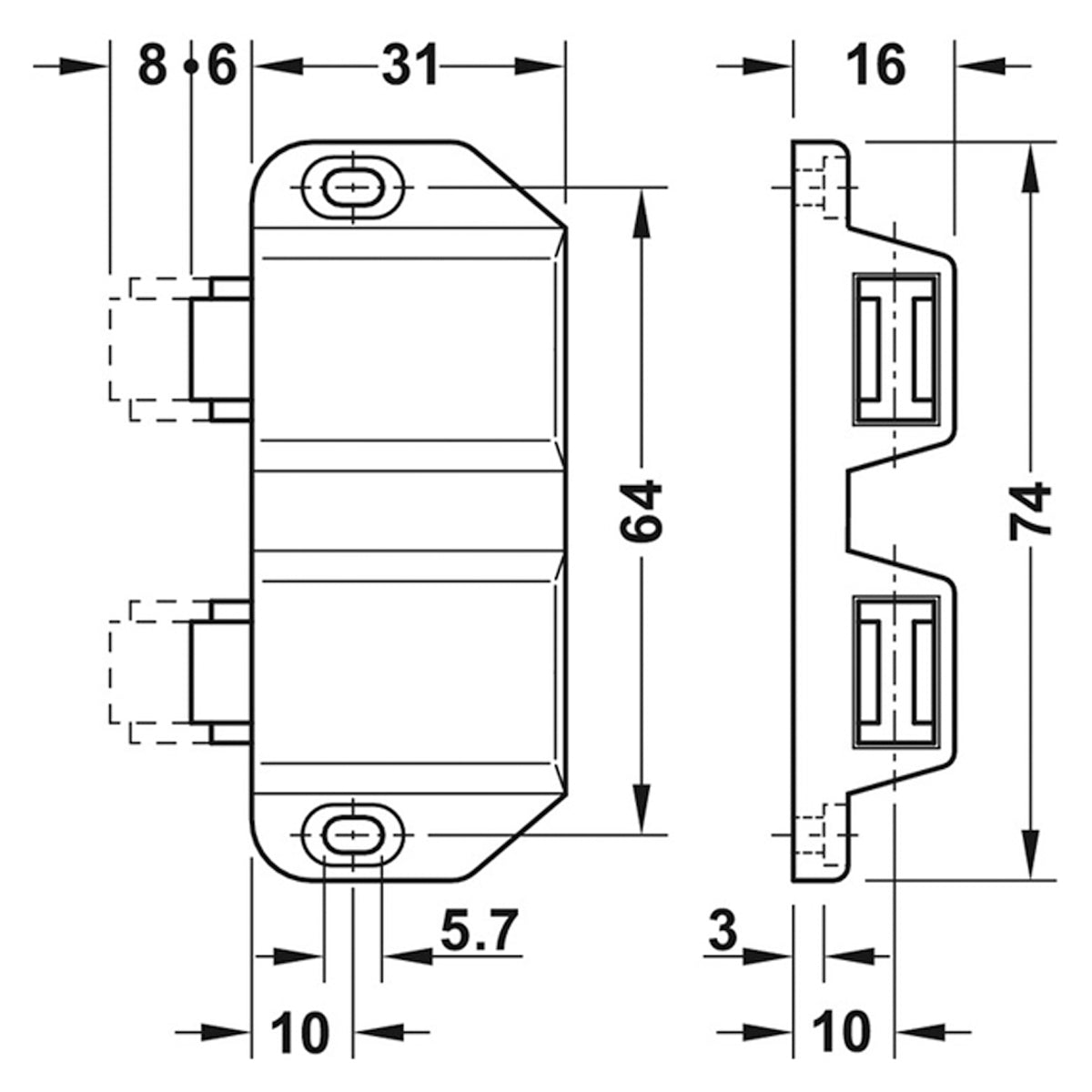 MAGNET PRESS CATCH 2.5KG PL/BLK