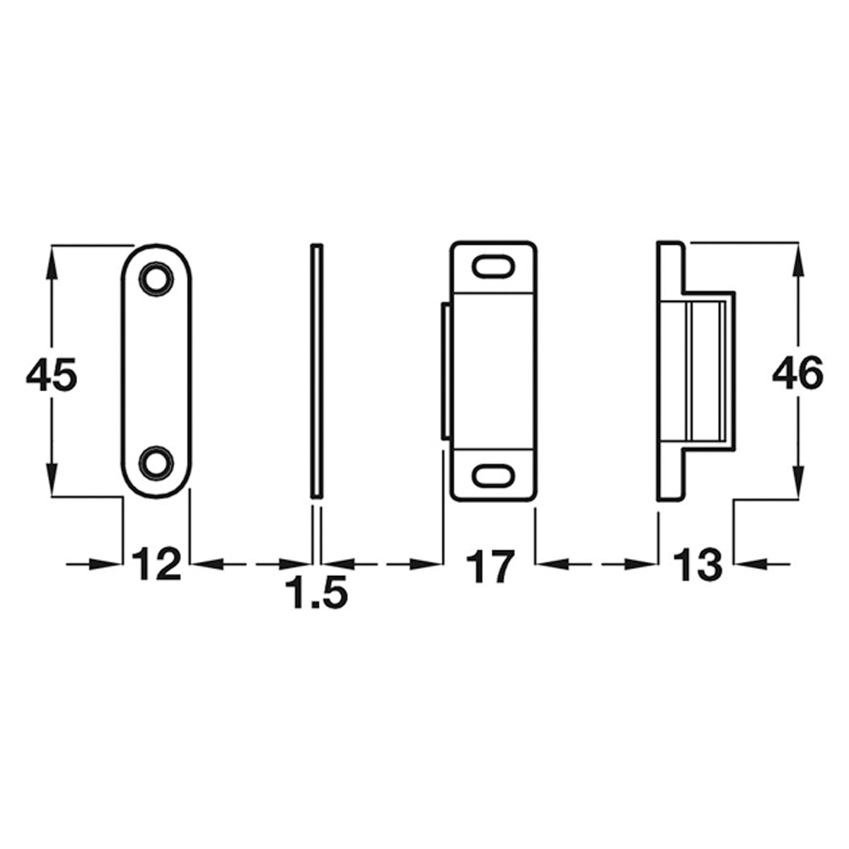 MAGNETIC CATCH+PLATE 46x17x13 BRN