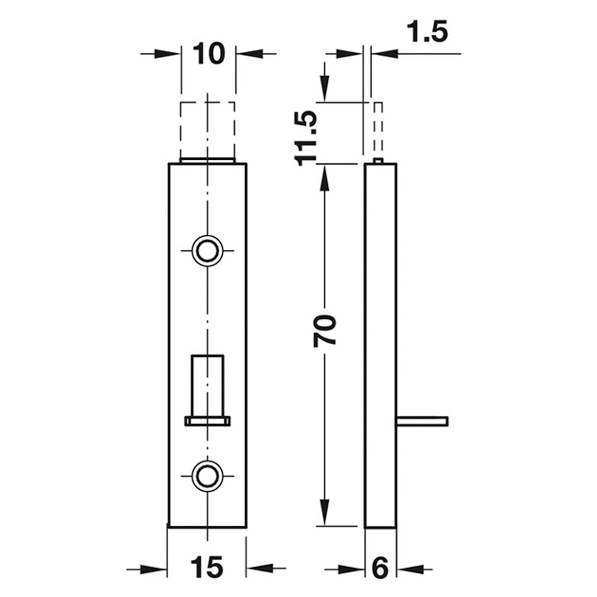 FURN BOLT+STRAIGHT 15x70x6 ST/NP