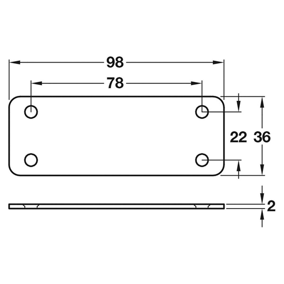 CONNECTING PLATE 98x36x2 ST/BZP