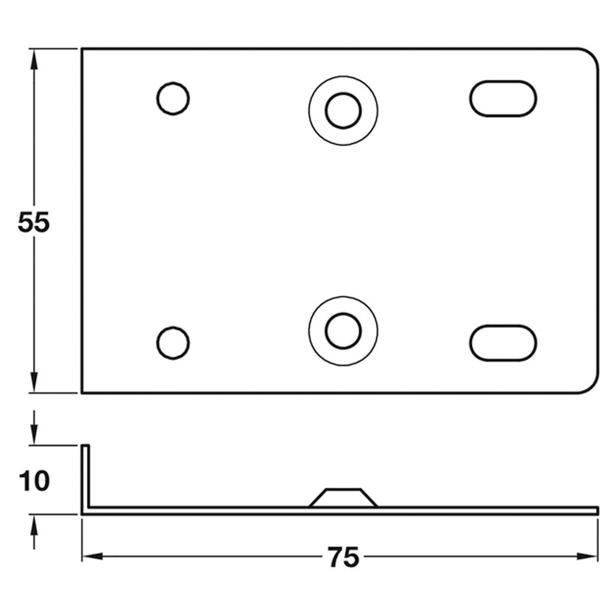 CAB HINGE REPAIR PLATE 77x55x10 BZP