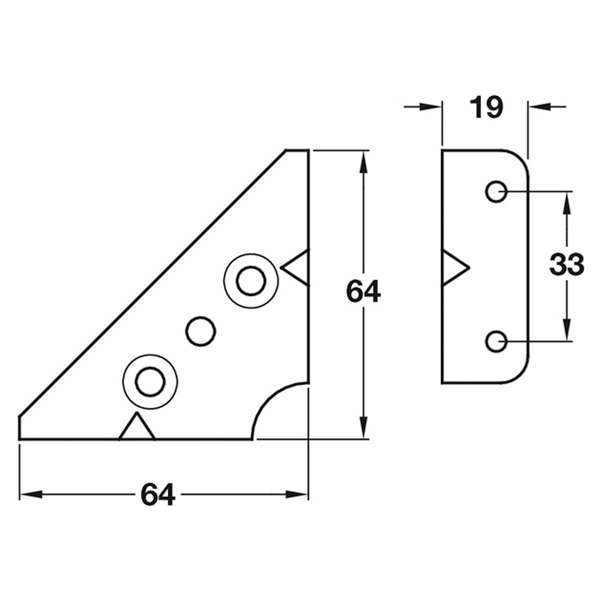 CORNER GUSSET BKT 64x64x19 MST/ZP