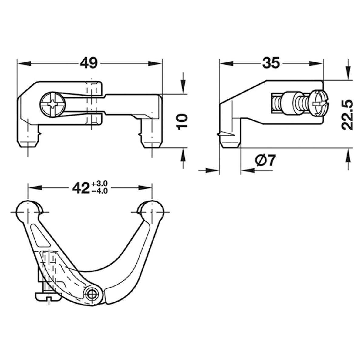 MITRE JOINT CONNECTOR 49x35x23 BZP