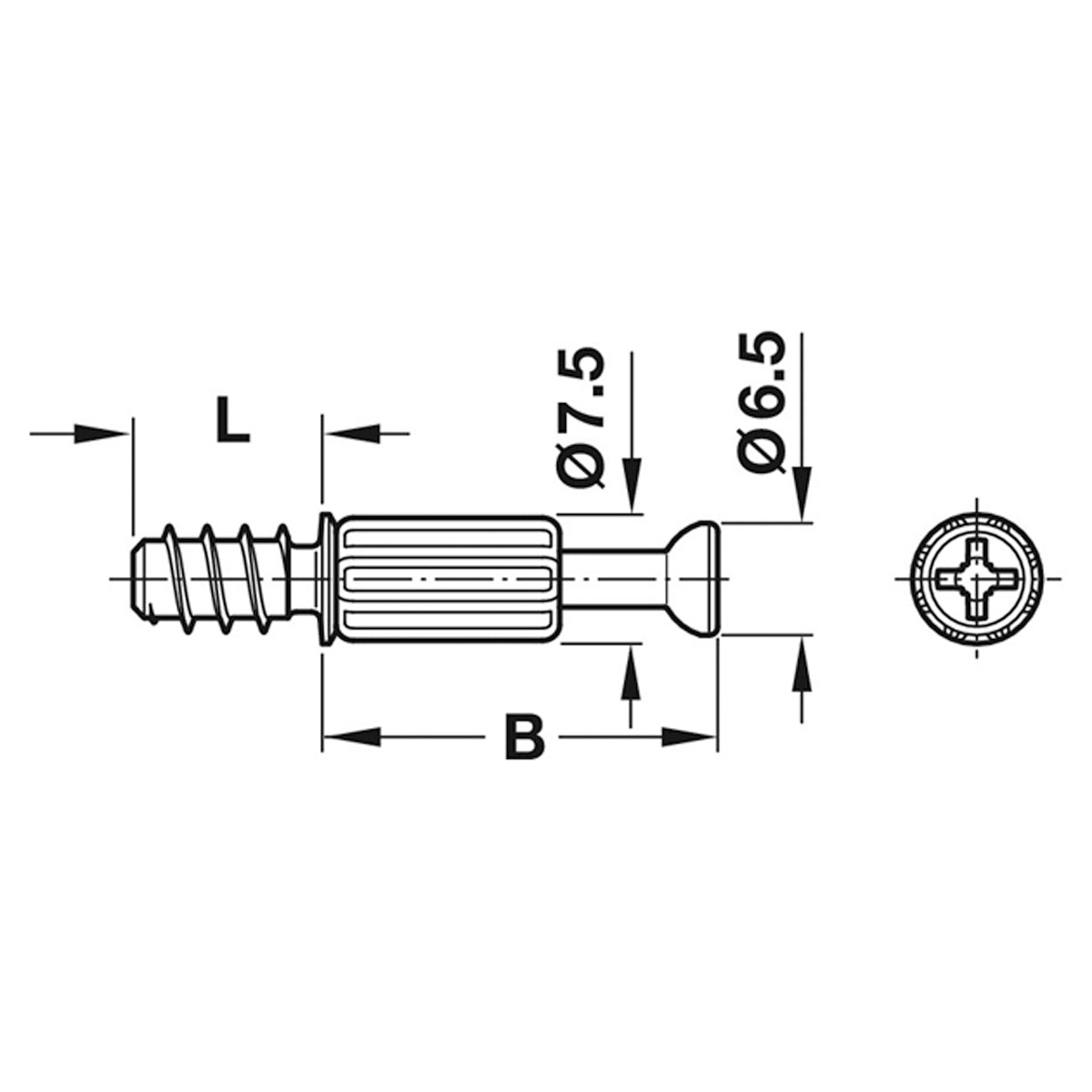 MINIFIX S200 BOLT D6.5x24 GLV x100
