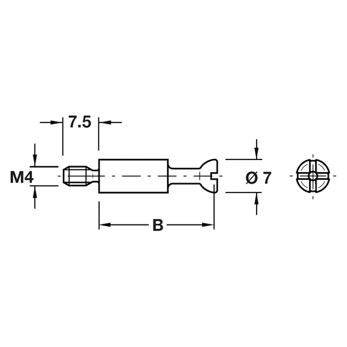 MINIFIX S100 BOLT M4x34 BRI x100
