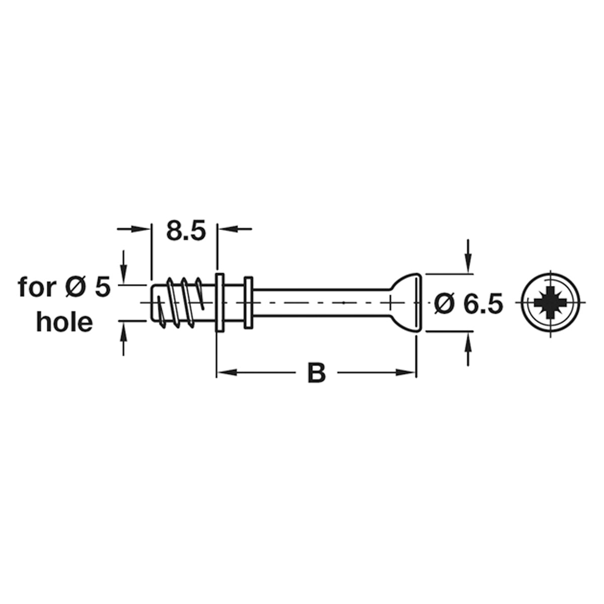 MINIFIX M100 BOLT D6.5x34 BRI x100