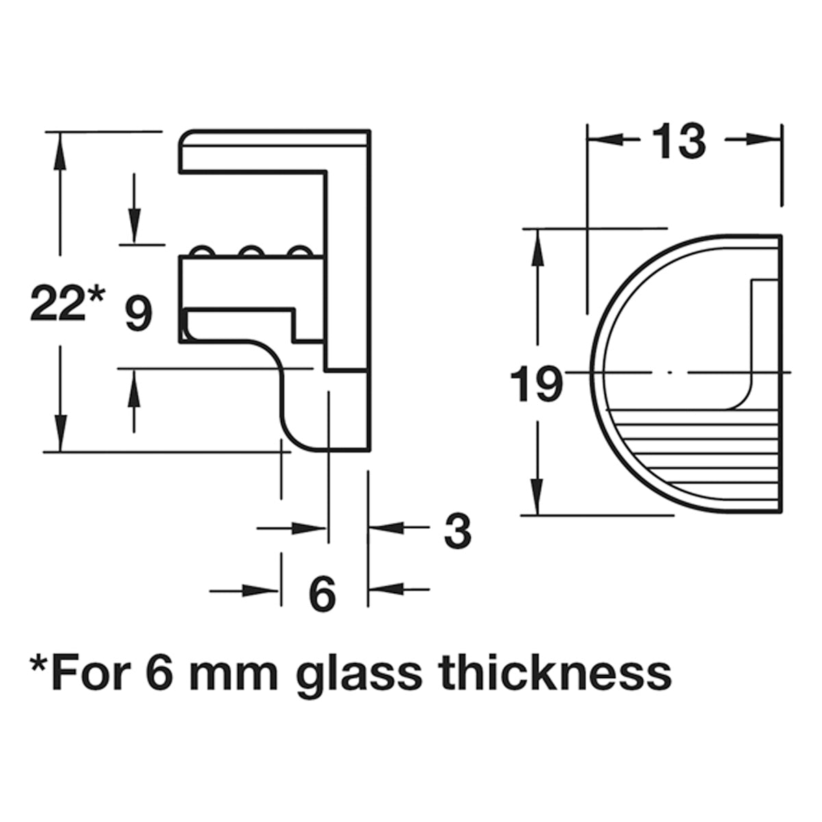 GLASS SHELF SUPPORT SCR 6-10 ZA/NP BX10