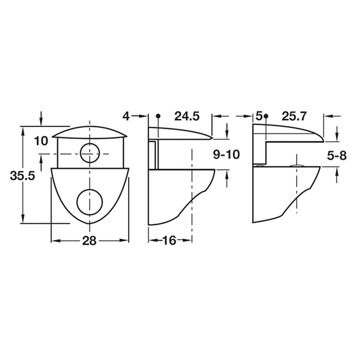 GLASS SHELF SUPP 5-10GLASS ZA/PCP