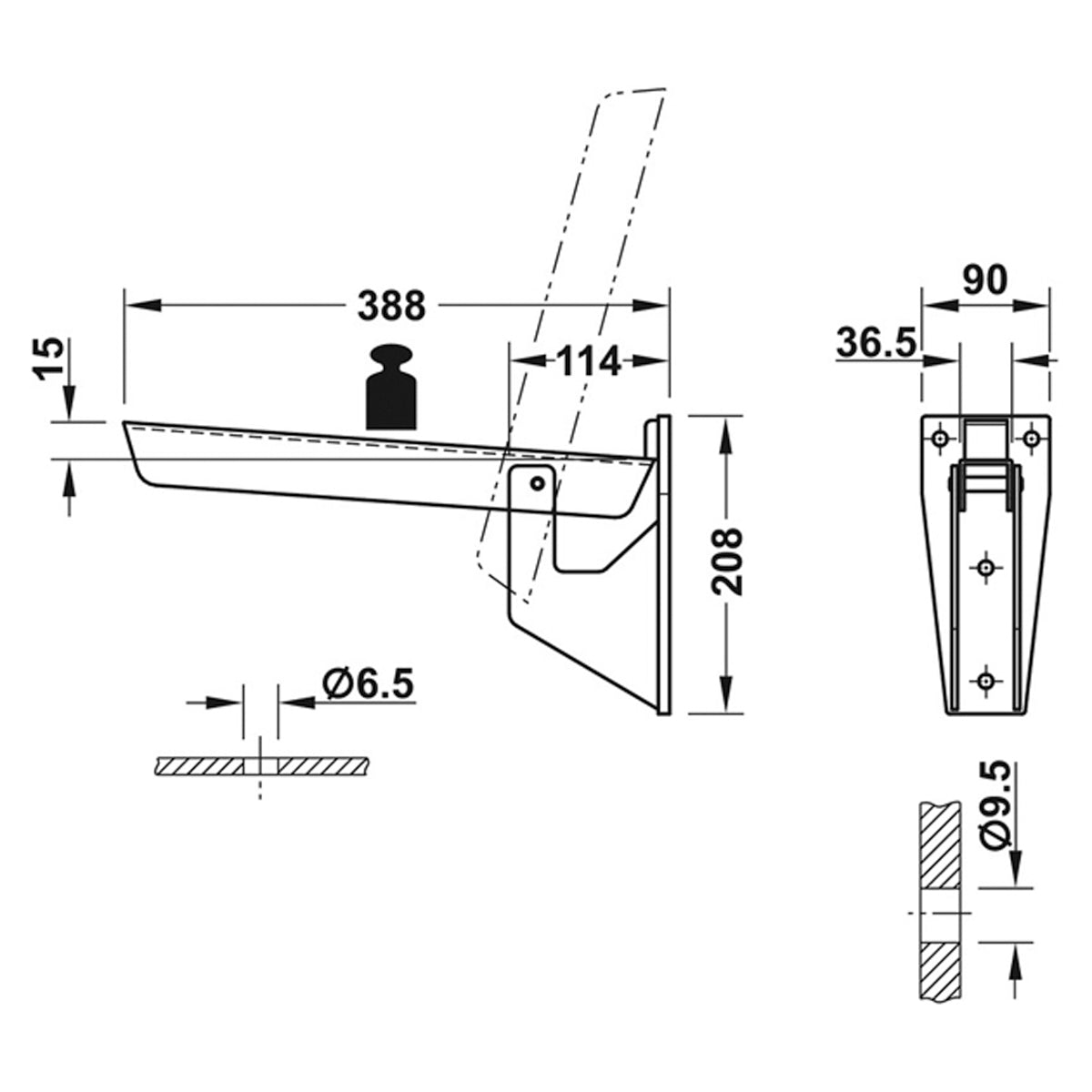 FOLD BNCH BKT HD HEBGO 500KG ST/BGV