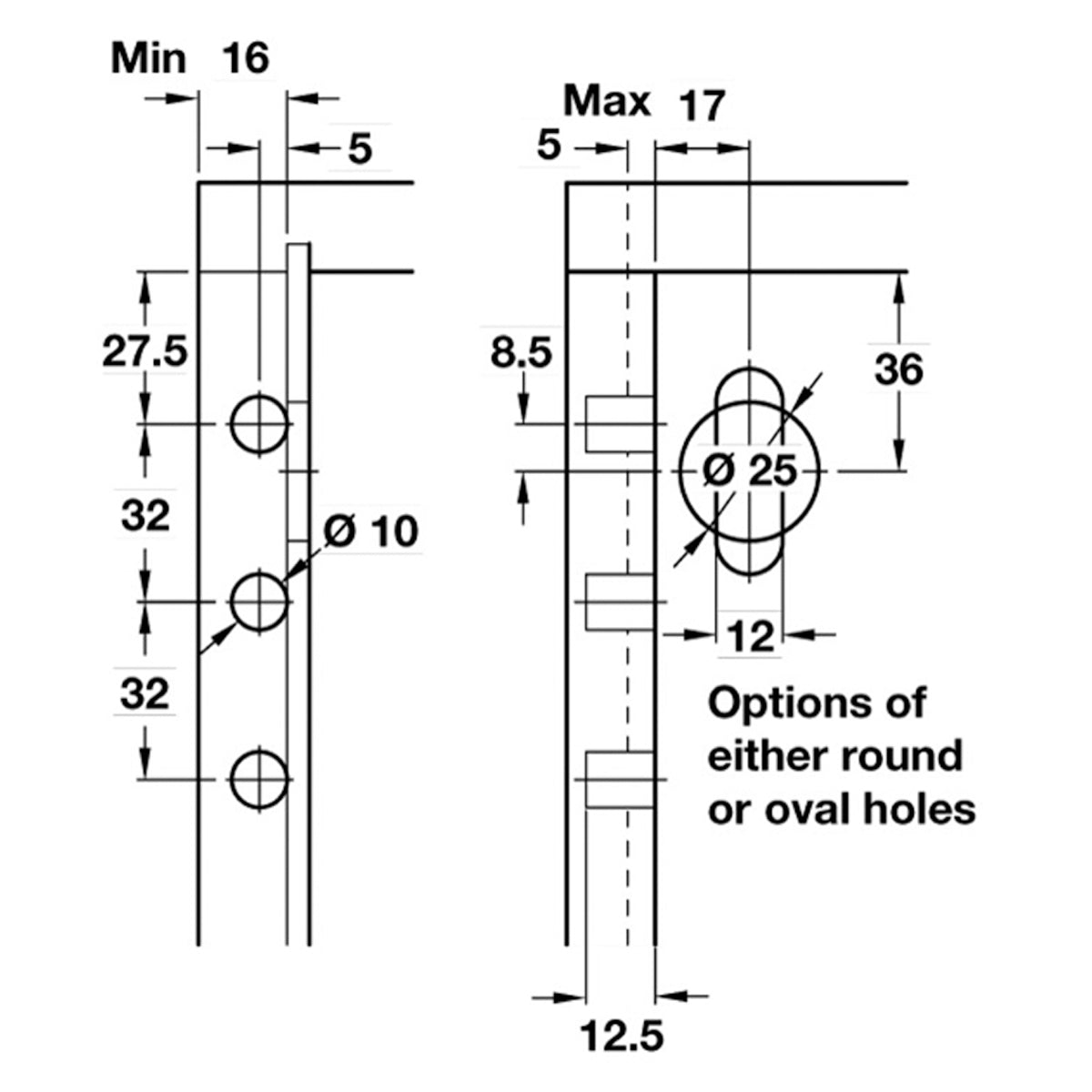 TRASER-8 CABINET HANGER KNOCK-IN RH
