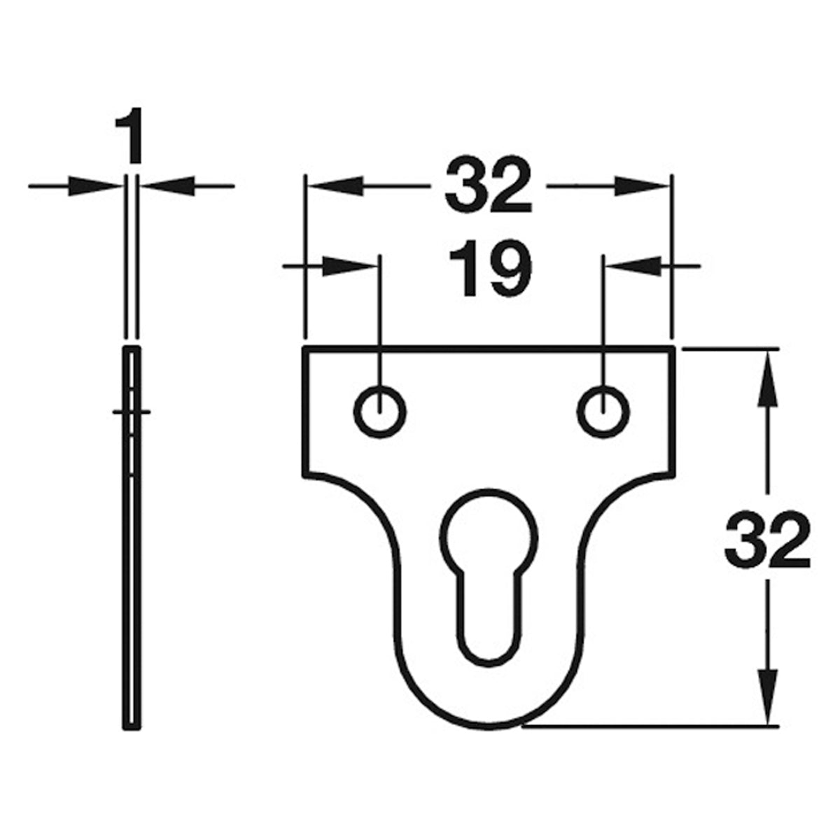 MIRROR PLATE 32x32 KEY ST/BRS BX100