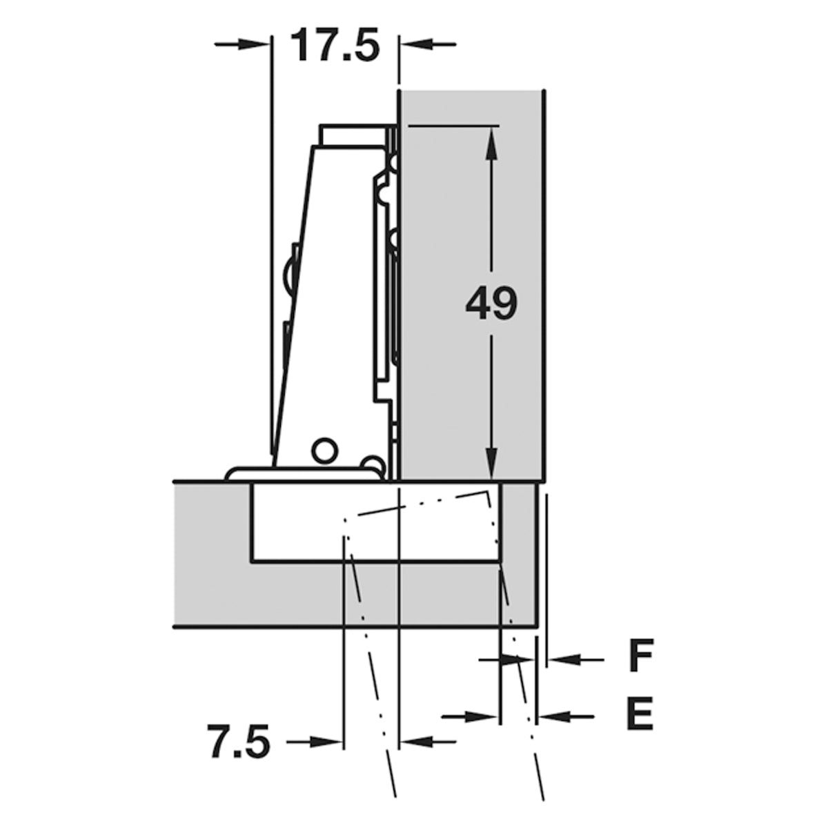 STST 100deg HINGE FULL SCREW SLIDE