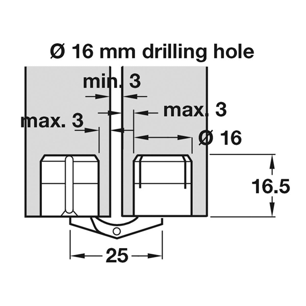 ZYSA HINGE 180deg D16 MBR