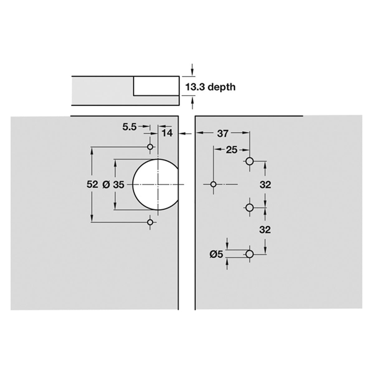 AXIMAT 250deg EXPOSED ANGLE HINGE OVL