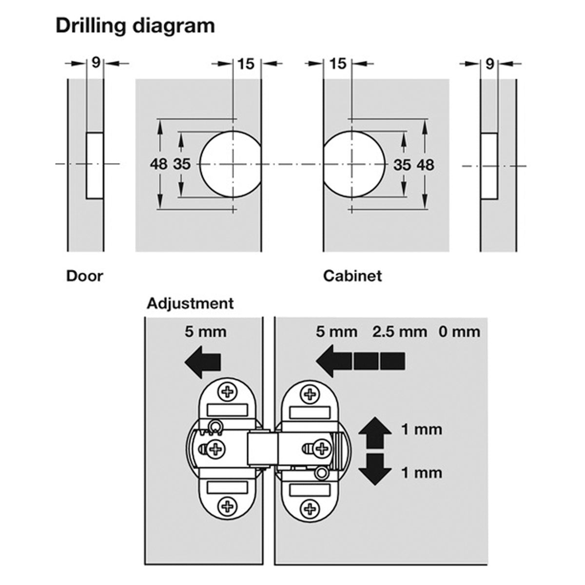 HINGE FOR FOLDING DOORS 180deg SCR ±1
