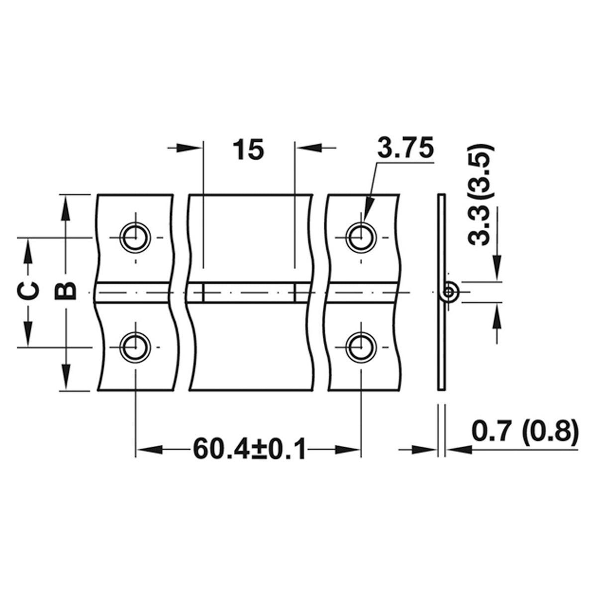 PIANO HINGE STR ROLL 25x3500 ST/NPL