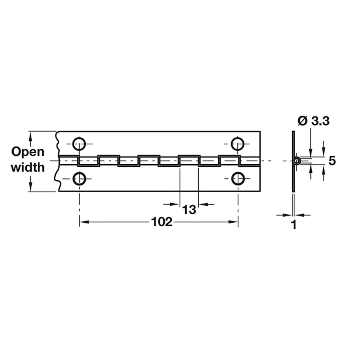 CONTINUOUS HINGE 1834x51 ST/POL