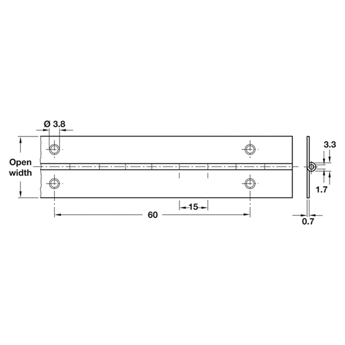 PIANO HINGE 32x1840-1850 ST/BRS