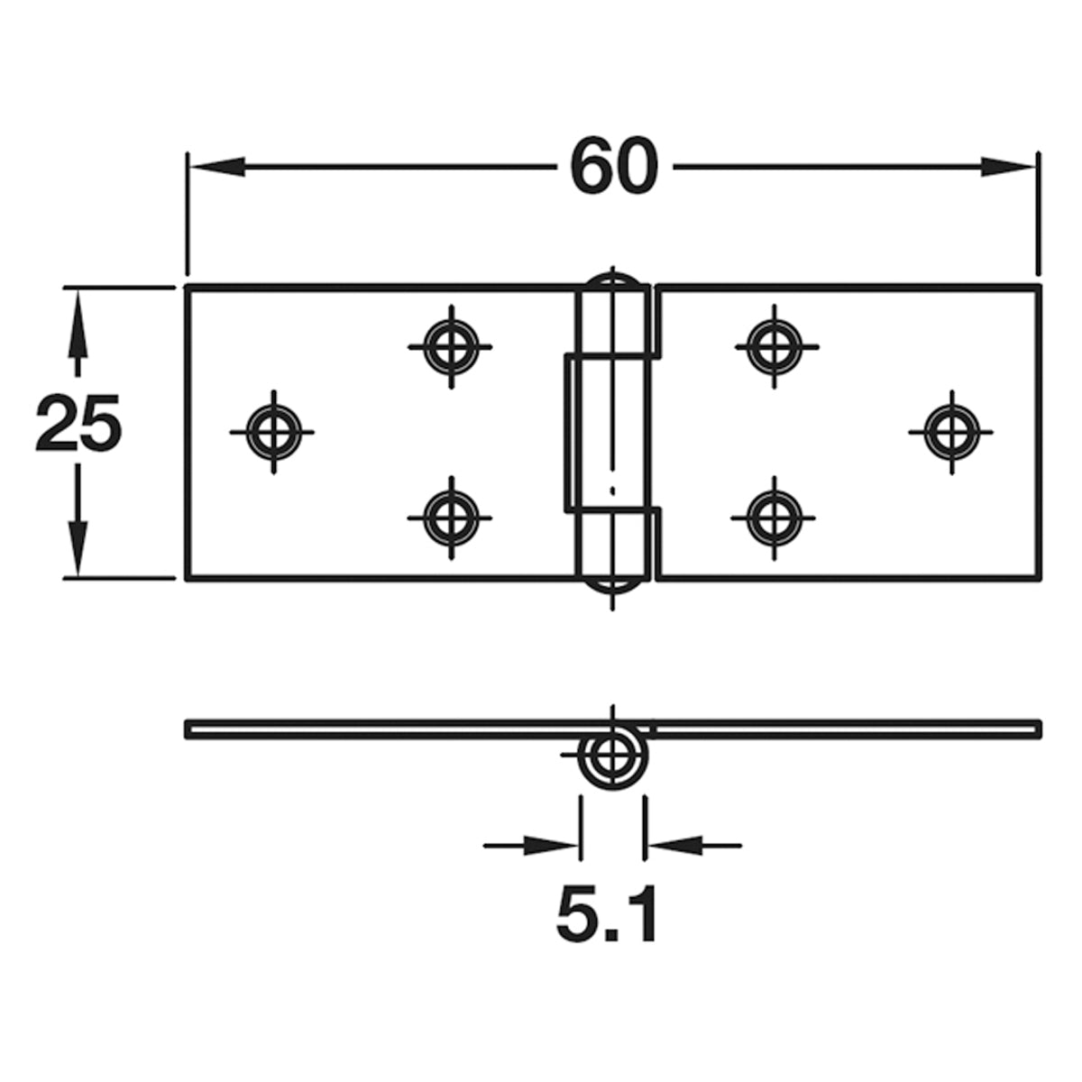 BACKFLAP HINGE DIN7954 60x25 ST/GLV