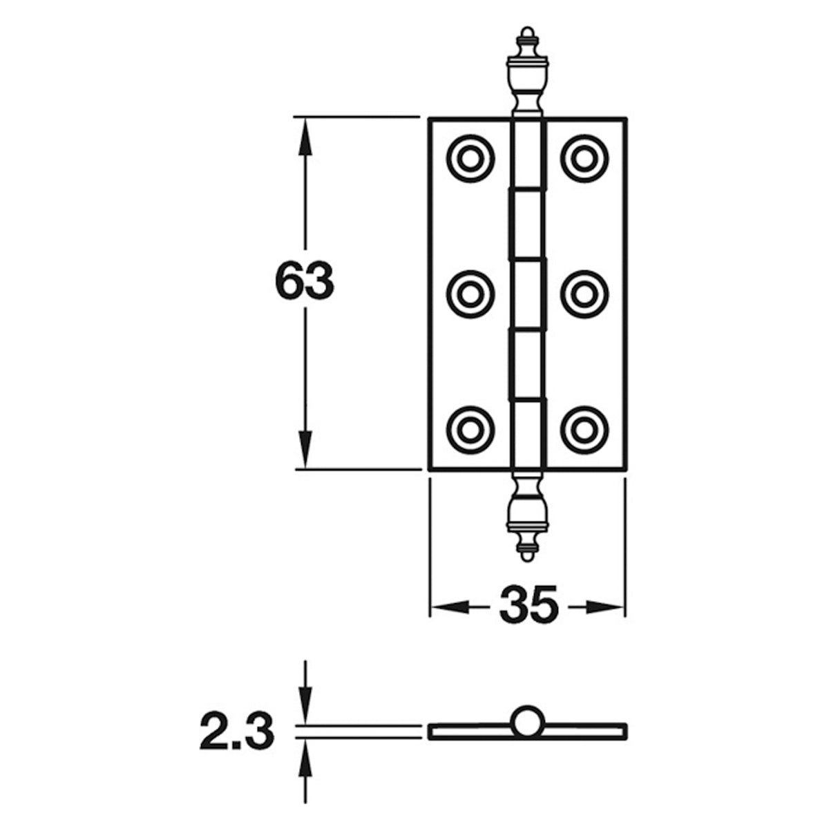 STEEPLE FINIAL BUTT HUNGE 63x35 PCP