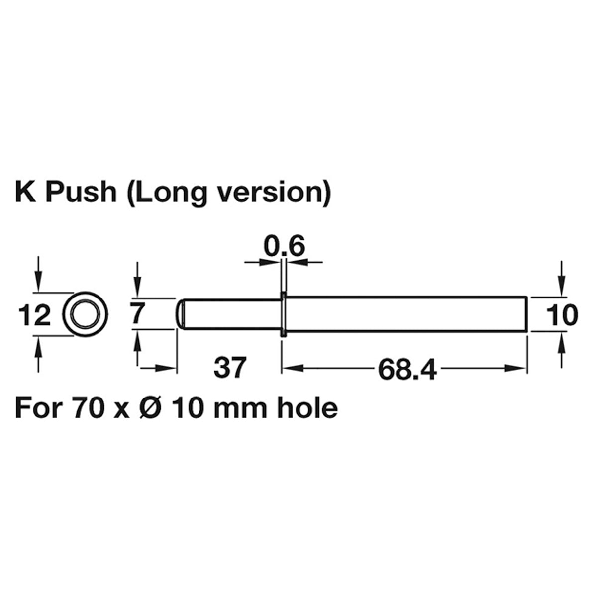 K PUSH TECH LONG D10x68 MAGNET GRY