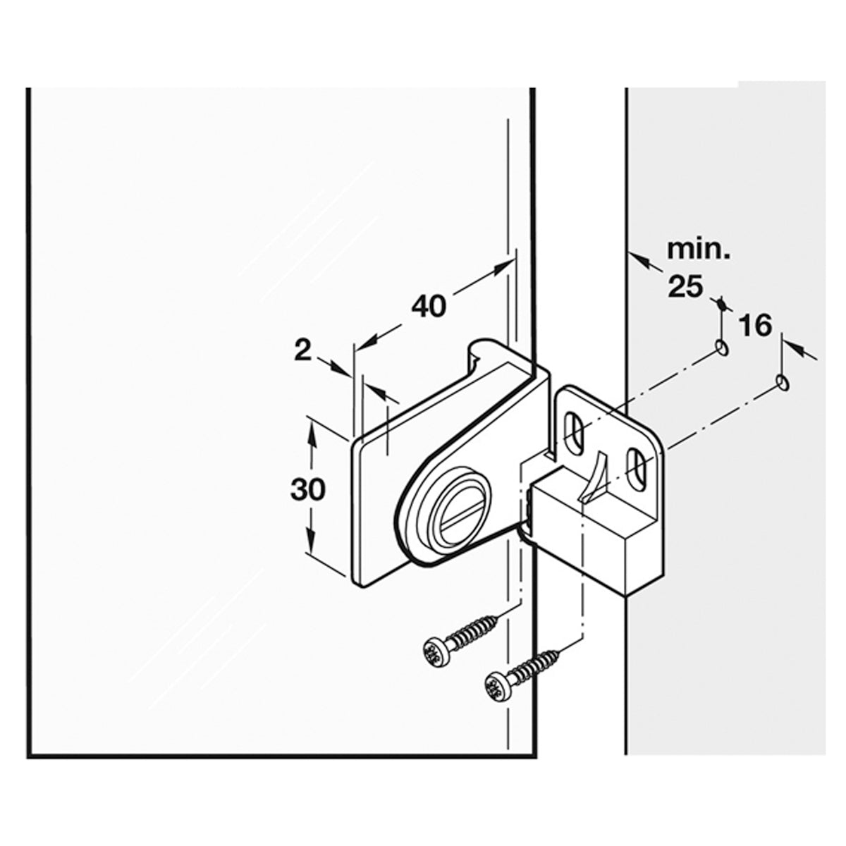GLASS DOOR MIDDLE HINGE 170deg ZA/PCP