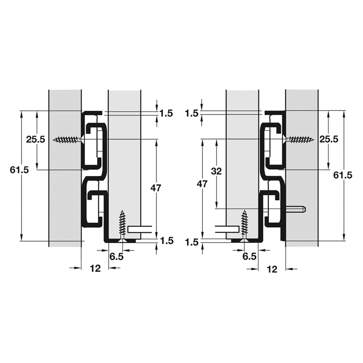 DRAWER RUNNER FE 30KG 550 ST/WHI