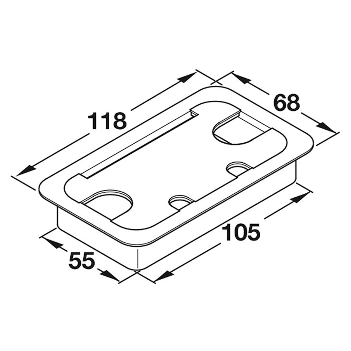CABLE OUTLET RECT 105x55 PL/BLACK