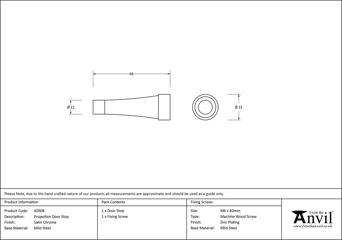 DOOR STOP PROJECTION 22x66 SCP - 45908 by MARCHES (ANVIL) ARCHITECTURAL HARDWARE