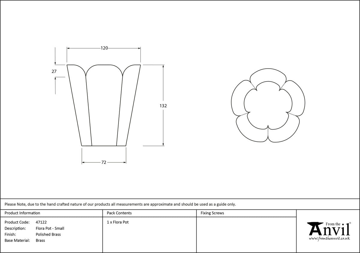 FLORA POT 120x132x072 SMBR - 47122 by MARCHES (ANVIL) ARCHITECTURAL HARDWARE